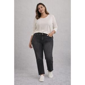 NWT Express Flexx Black Straight Ankle High Rise Step Ankle Jeans Women M